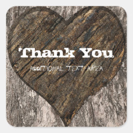 Adesivo Quadrado Toco de Árvore com Coração Talhado Favor de Casame