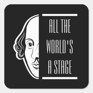 Adesivo Quadrado Todo o Mundo é um Palco Citação de Shakespeare Tes