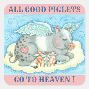 Adesivo Quadrado Todos os Bons Piglets, PIG ANGELS STICKER Sheet