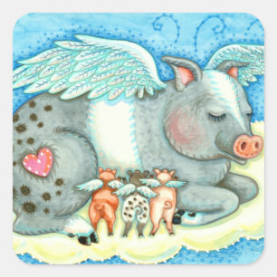 ADESIVO QUADRADO TODOS OS BONS PIGLETS VÃO PARA CÉU, BONITOS DE SUÍ