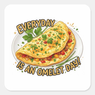 Adesivo Quadrado Todos os Dias São Omelete Dia Café da Manhã Foodie
