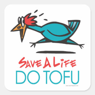 Adesivo Quadrado Tofu Vegan Vegetarian