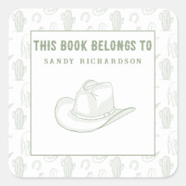 Adesivo Quadrado Toile de Jouy Green Cowboy - Bookplate