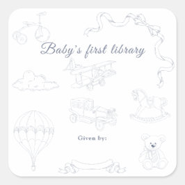 Adesivo Quadrado Toile de Jouy Nursery Baby's first library