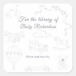 Adesivo Quadrado Toile de Jouy Nursery For the library of