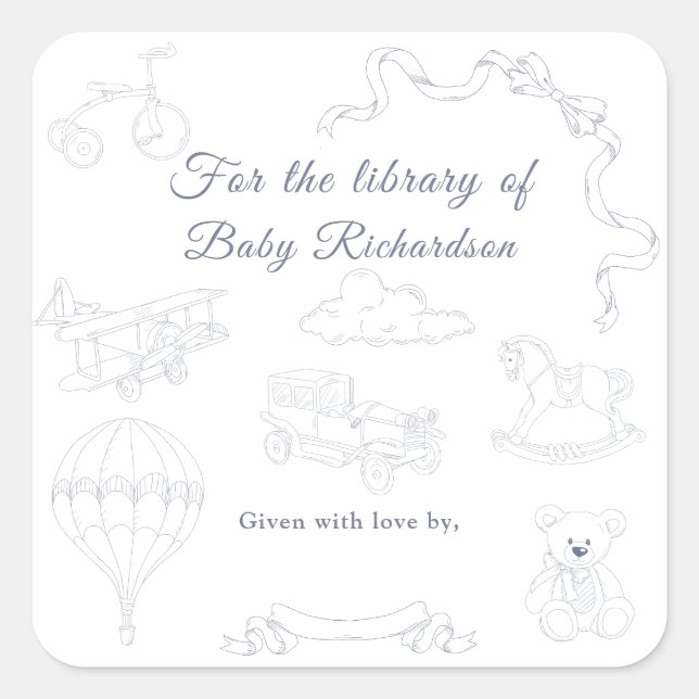 Adesivo Quadrado Toile de Jouy Nursery For the library of (Frente)