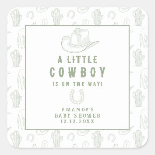 Adesivo Quadrado Toile de Jouy Verde Chá de Bebê Caubói Western