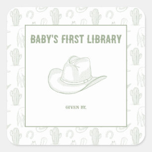 Adesivo Quadrado Toile de Jouy Verde Cowboy - BIBLIOTECA DO BEBÊ