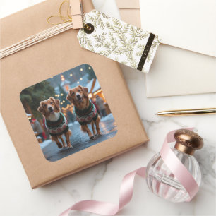 Adesivo Quadrado Toller de Nova Escócia Natal Neve Férias