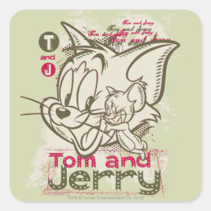 Adesivo Quadrado Tom e rosa e verde de Jerry
