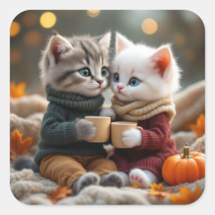 Adesivo Quadrado Tom & Luna – Abraço Aconchegante de Abóbora