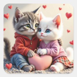 Adesivo Quadrado Tom & Luna Valentine Sticker | Cat Stickers