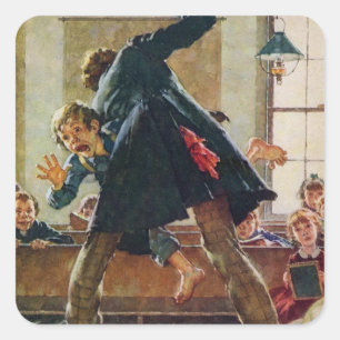 Adesivo Quadrado Tom Sawyer - Mestre de escola chicoteando