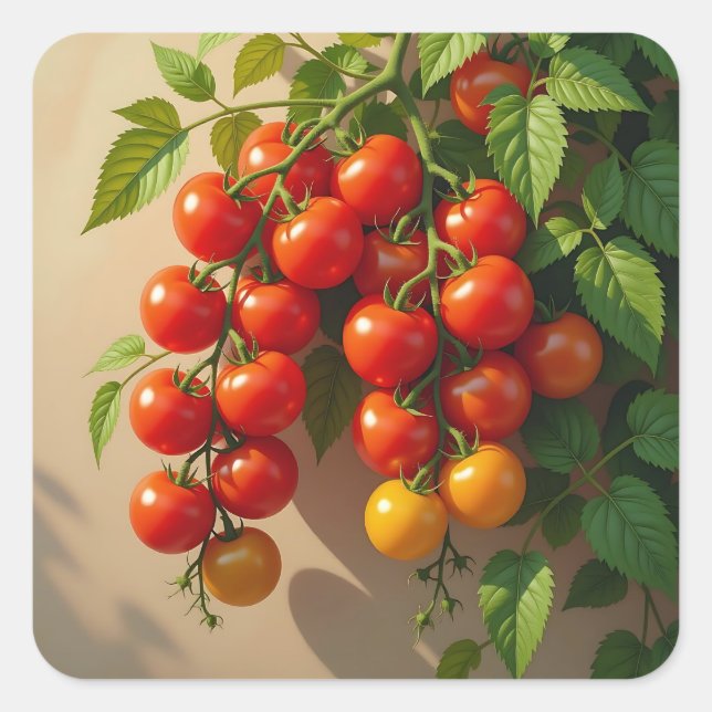 Adesivo Quadrado Tomato Plant Gardening Themed Summer Vibes (Frente)