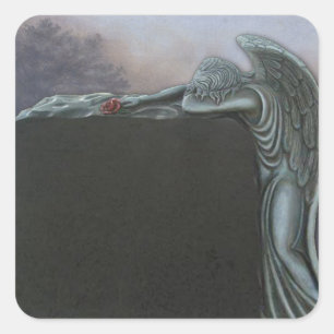 Adesivo Quadrado Tombstone anjo gótico no dia das bruxas do cemitér