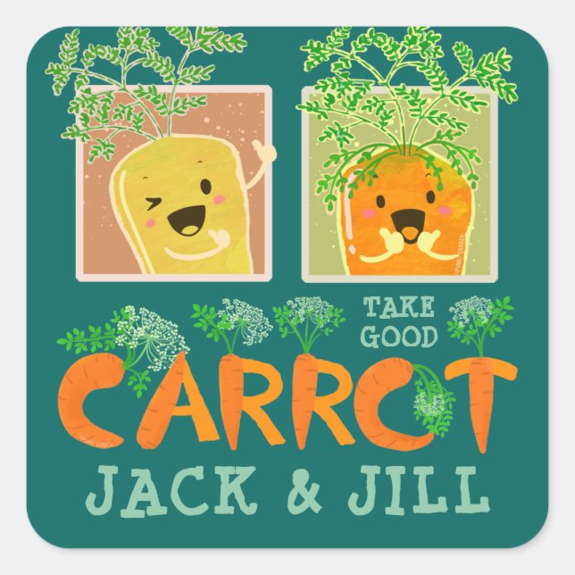 Adesivo Quadrado Tome o Carrot Jack & Jill | Canhões Motivadores (Frente)