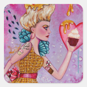 Adesivo Quadrado Tome o cupcake e o funcionamento