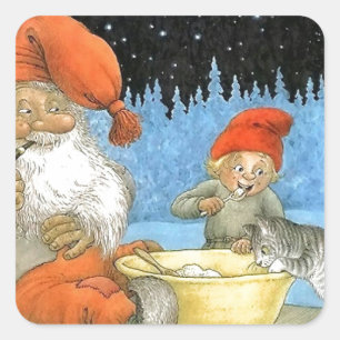 Adesivo Quadrado Tomte Nisse, aka Papai Noel