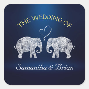 Adesivo Quadrado TONELADAS DE AMOR   Elephant Night Light Wedding C
