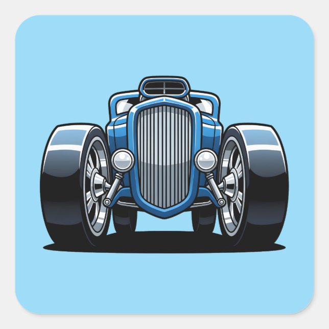 Adesivo Quadrado Toon Hotrod Art  (Frente)