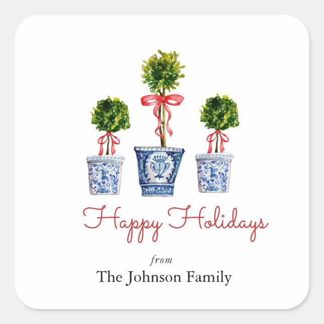 Adesivo Quadrado Tópico com quadrado vermelho de Feriado de arco (Frente)