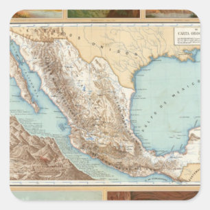 Adesivo Quadrado Topografia do México
