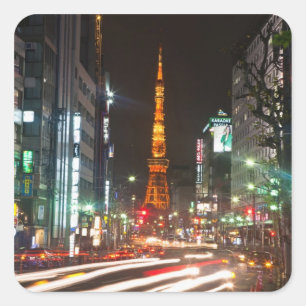 Adesivo Quadrado Tóquio, Japão. A Torre de Tóquio é uma torre de co