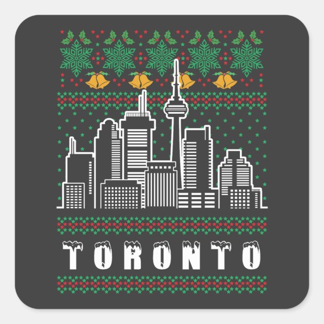 Adesivo Quadrado Toronto Canada Ugly Christmas (Frente)