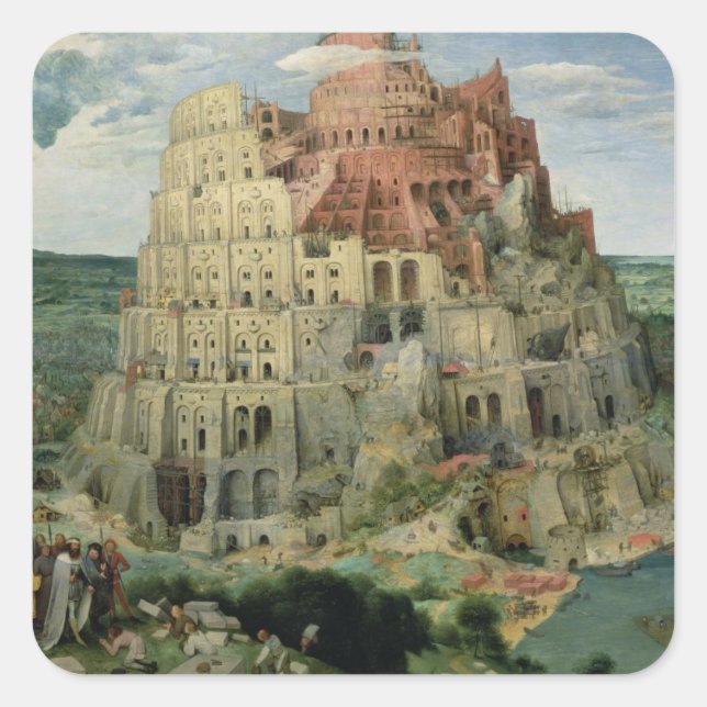 Adesivo Quadrado Torre de Babel, 1563 (óleo no painel) (Frente)
