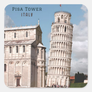 Adesivo Quadrado Torre de Pisa Itália Europa Viagem
