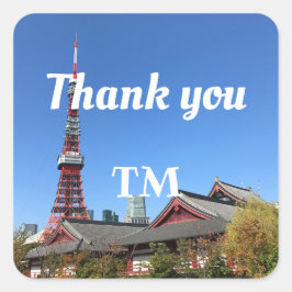 Adesivo Quadrado Torre de Tóquio e Templo Zojoji