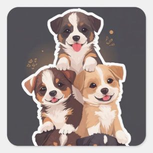 Adesivo Quadrado Torre dos Filhotes - Arte Pet Fofa e Inteira