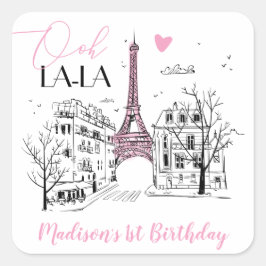 Adesivo Quadrado Torre Eifel Paris Parisiense Feliz Aniversário Qua