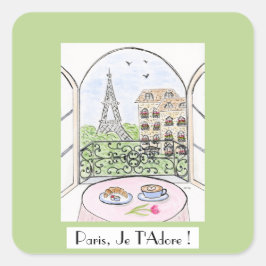 Adesivo Quadrado Torre Eiffel Caprichosa de Paris PARIS JE T'ADORE