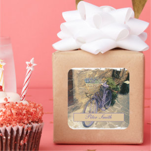 Adesivo Quadrado Toscana. Itália. Cortona. Bicicleta.