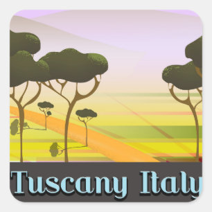 Adesivo Quadrado Toscana Itália paisagem de viagem.