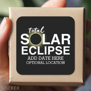 Adesivo Quadrado Total do Eclipse Solar 2017 - Data e local persona