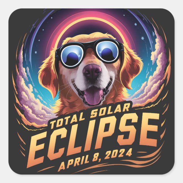 Adesivo Quadrado Total do trevo do Ouro Eclipse Solar 2024 (Frente)