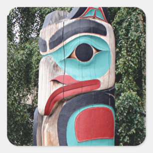 Adesivo Quadrado Totem pólo do nativo americano, Anchorage, Alaska