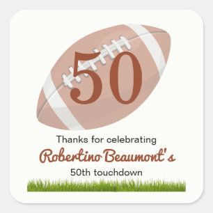 Adesivo Quadrado Touchdown 50 Engraçado Futebol 50º aniversário
