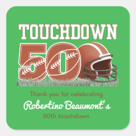 Adesivo Quadrado Touchdown 50 Engraçado Futebol 50º aniversário