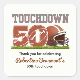 Adesivo Quadrado Touchdown 50 Engraçado Futebol 50º aniversário