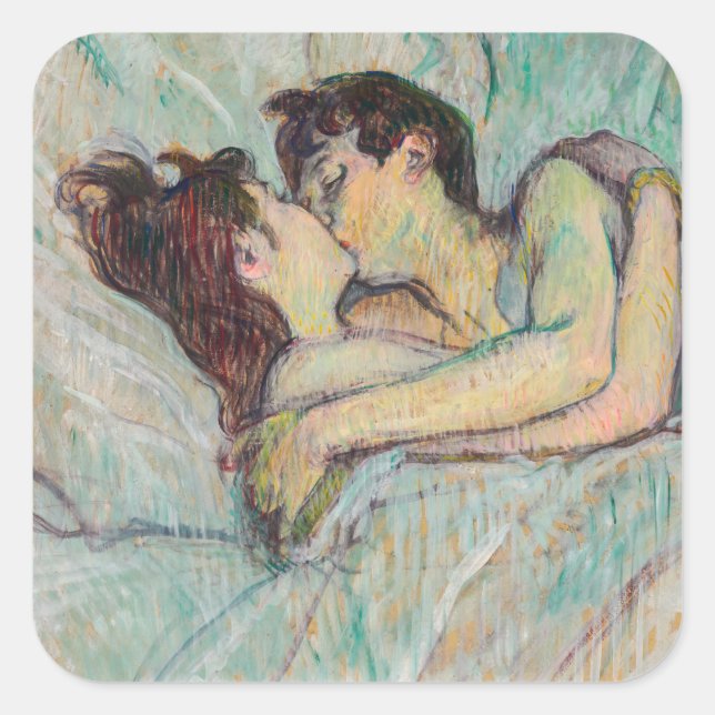 Adesivo Quadrado Toulouse-Lautrec - Na Cama, O Beijo (Frente)