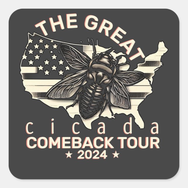 Adesivo Quadrado Tour de Comeback Graphic Cicada 2024 Design (Frente)