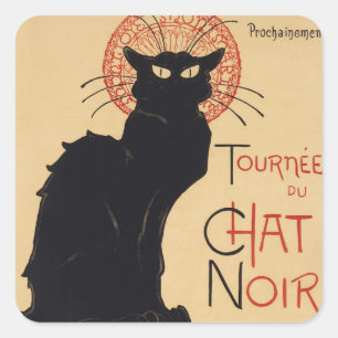 Adesivo Quadrado Tournee du Chat Noir Vintage Arte de Gato Preto Ar
