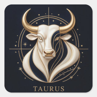 Adesivo Quadrado ♉ Touro Elegante Zodíaco Touro Dourado Astrologia