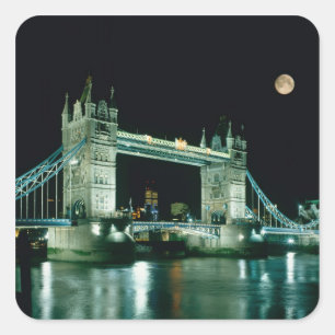 Adesivo Quadrado Tower Bridge à Noite, Londres, Inglaterra