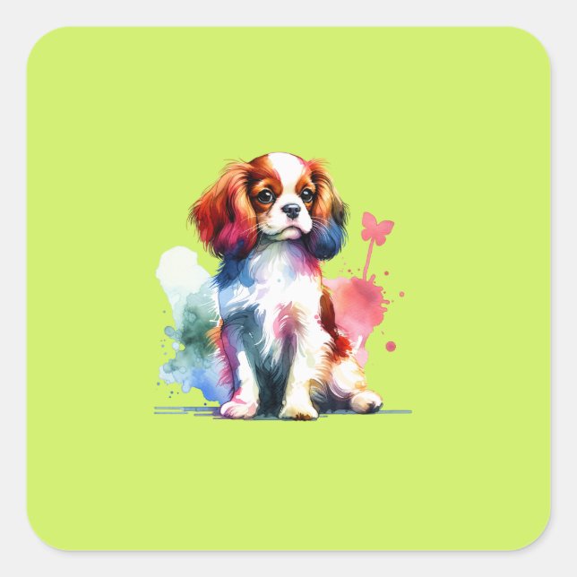 Adesivo Quadrado Toy Spaniel em Inglês (Frente)
