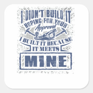 Adesivo Quadrado Trabalhador de Construção do Construtor de Carpent