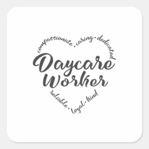 Adesivo Quadrado Trabalhador de creche, prestador de cuidados de di